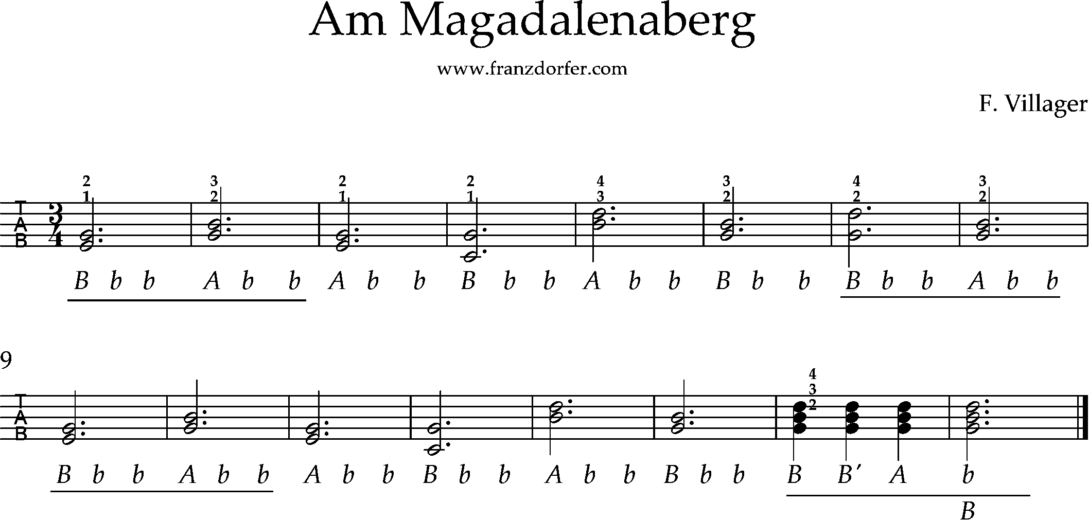 ziachnoten, Quetschn, Griffschrift- A,m Magdalenaberg sterische lernen- Walzer -Am MAgdalenaberg- griffschrift